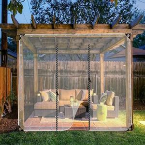 JIwqDY Bâche Transparente Imperméable avec Porte Zippée Bâche en Vinyle Rideaux pour Exterieur, Pergola, Cabanon, Jardin, Porche (Color : Transparent, Size : 4x2.5m) (shanxitongmu, neuf)