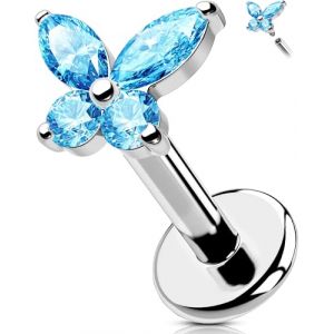 OUFER Body Piercing Bijoux Per&ccedil;age Labret 16G en Acier INOX 316L Clou L&egrave;vre/Barre Tragus/Boucle H&eacute;lix 6/8/10/12mm &agrave; Filetage Interne Fermoir Papillon pour Cartilage et Piercing Plat Femme (OUFER Body Piercing, neuf)