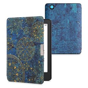 kwmobile Étui Compatible avec Kobo Aura Edition 2 Coque - Étui à Rabat magnétique Tablette eReader Similicuir - Jaune-Bleu foncé (SX-Commerce, neuf)
