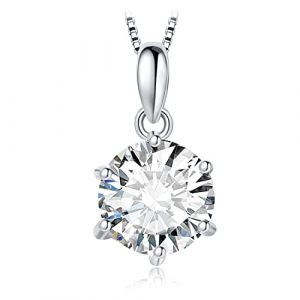 JewelryPalace 2ct Classique Cubic Zirconia Pendentif Taille Rond Solitaire Argent 925 Femme, Or Blanc 14k Collier Chaine Diamant Simulé Mariage Mariee 45CM, Ensemble de Bijoux Cadeau Anniversaire (jewelrypalace, neuf)