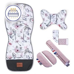 Bellochi Coussin Poussette Universel Été Matelas Poussette Universelle - Coussin Reducteur Poussette Universel et Aéré avec Coussin Anti-Choc -Coton et Velours - Magnolias Rosy (MAYRO Store, neuf)