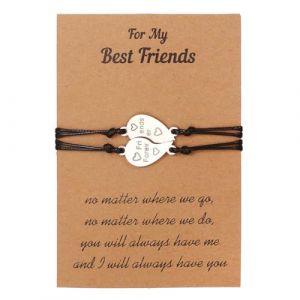 Cubahop 2PCS Simple Black Sister Bracelets coeur Wax Line tiss&eacute; Bracelet Best Friend main accessoires pour les femmes et les filles (AA) (Cubahop, neuf)