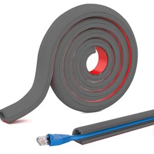 Passe-câbles flexible pour sol - Pont de câbles amovible - 5 m x 15 mm - Cache-câbles et protection de câbles pour la maison, l'hôtel, le bureau, l'entrepôt - Gris (HengRongSh-EU, neuf)