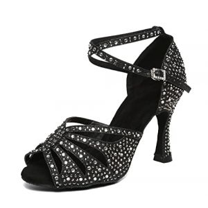 MINITOO Femme Danse Chaussures avec Strass Mariage Soir&eacute;e Sandals avec Talon L487 Noir EU 37.5 (Shaoguanshi Borun Maoyi Youxiangongsi, neuf)