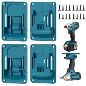 YAYNO 4 Pièces Porte Outils Mural pour Makita 18 V Support de Machine pour Outils de Perçage avec 16 Vis Bleu-Vert Support Mural pour Outils de Perceuse pour Atelier et Garage, 14,4/18V (peimichen, neuf)