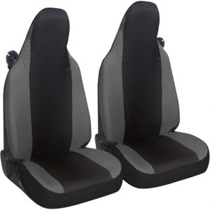 Susy Shop Housses de siège auto compatibles pour Smart fortwo, 450 451 et 453, lot de 2 housses avant, fabriquées en tissu polycoton (noir/gris foncé) (Susy Shop, neuf)