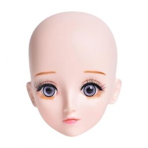 MagiDeal Tête de mannequin pour extensions de cils Beauté des cils avec maquillage Mannequin léger professionnel Poupée chauve Poupée skinhead (Grand Plaisir 360, neuf)