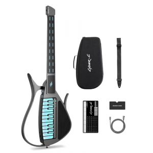 Enya CYBER-G Guitare Smart Sans Cordes &ndash; Innovante Silent & E-Guitare avec Touches LED, Drum & Bass, Centaines de Presets, Feuilles d&rsquo;Accords Interactives App pour Apprendre Performer &ndash; Noir (Enya musical, neuf)