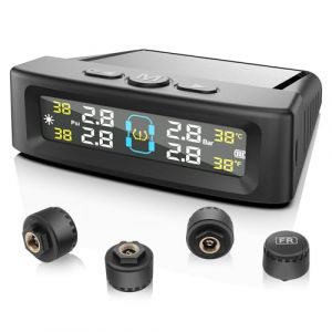 Avutrel Tpms(0-5bar) Syst&egrave;Me De Surveillance De La Pression Des Pneus Moniteur Des Pneus &agrave; &eacute;Nergie Solaire avec 4 Capteurs Externes, Affichage De La Pression En Temps R&eacute;El Pour les Voitures SUV (zilangauto, neuf)