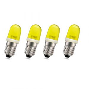 SOFOC-E10 LED Ampoules 12-220V Non Polarit&eacute; Id&eacute;al pour &Eacute;quipement Industriel & Phare de V&eacute;lo Guirlandes Lumineuses de No&euml;l 0.5W Pr&ecirc;t &agrave; Brancher Jaune 4Pcs (Sofoc-EU, neuf)
