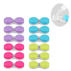 BUZUYIWAR 12 Pi&egrave;ces Etui Lentilles de Contact Couleur Boite &agrave; Lentilles de Contact Anti-Fuite avec Capuchons Gauche/Droite Hygi&egrave;ne et Prot&eacute;gez pour Voyages et Le Travail (CanJiaLiMao, neuf)