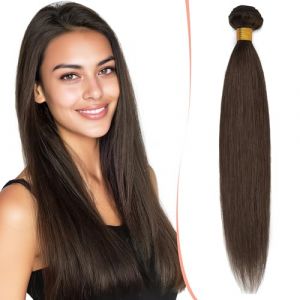 SEGO Tissage Naturel Lisse - Tissage Naturel Cheveux Humain - Tissage Lisse Indien Tissage Cheveux Naturels En Lot - Tissage Bresilien Avec Closure - 18 Pouces 02#Châtain Foncé (Shiny Collection-88, neuf)
