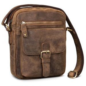 ROYALZ "Glendale sacoche homme cuir &ndash; Sac bandouli&egrave;re petite en cuir v&eacute;ritable &ndash; Sacoche vintage homme avec plusieurs poches, pratique et moderne (ROYALZ France, neuf)