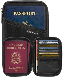 RAXCLAY Porte-Passeport RFID Portefeuille de Voyage, Compact 9 Cartes, Protège-Passeport, Étui Documents, Cartes Bancaire et ID, pour Homme et Femme, Protection Anti-piratage (Noir 9 Cartes de Crédit) (RAXCLAY, neuf)