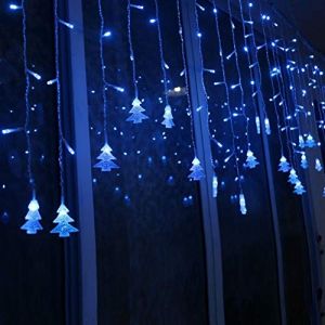 Klighten Rideau Lumineux, Guirlandes Lumineuses 96 LED 3m*0.65m,8 Modes d'Eclairage, Decoration de Fenêtre, Noël, Mariage, Anniversaire, Maison, Patio, Bleu (K-Bright-Lighting, neuf)