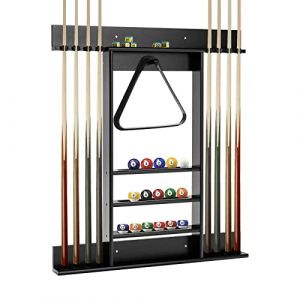 GOPLUS Support pour Queues de Billard en Bois de Pin, Porte-queue de Billard à 8 Queues, Convient pour 15 Boules de Billard, 1 Porte-boules, pour Clubs, Salles de Billard (Augenstern24, neuf)