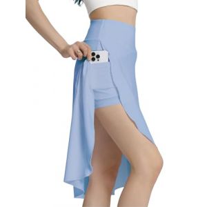 Bezioner Jupe Short Femme Longue Midi Jupe Tennis avec Short Int&eacute;rieur Poches Haute Taille Skort Golf Ourlet Fendu &agrave; Volants Bleu Marine XXL (Bezioner-shop, neuf)