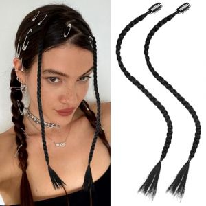 STOBAZA 2 pièces Extensions de Cheveux Tressés à Clipser Frange Rideau et Queue de Cheval Longue Extensions Naturelles pour Femmes et Filles Style Tresse Boxeur Noir (Vitong, neuf)