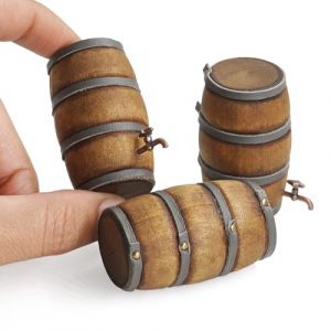 Odoria Maison de Poup&eacute;e Tonneau en Bois: 3 Pi&egrave;ces &Eacute;chelle 1/12 Miniature F&ucirc;t de Vin Vieillissement Ch&ecirc;ne Vintage R&eacute;tro pour Bar F&ecirc;te Liqueur Alcool - Mini Fontaine &agrave; Boisson Bi&egrave;re Distributeur Jardin (Cardinas, neuf)