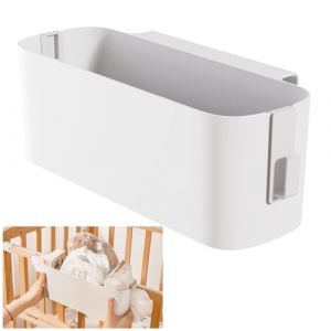 Panier de Rangement &agrave; Suspendre pour Chevet, Multifonction Bo&icirc;te de Rangement &agrave; Suspendre, &Eacute;tag&egrave;re de Rangement de Chevet, avec 2 Crochet, Sac de Rangement Suspendu avec Crochets, Blanc (WJS-EU, neuf)