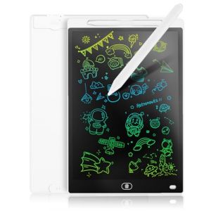 Genialba Tablette d'&eacute;criture LCD color&eacute;e de 10, tableau de dessin &eacute;lectronique - Tableau graphique avec tableau de dessin effa&ccedil;able portable, cadeau pour enfants (blanc) (Genialba Direct, neuf)