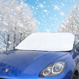 Viedouce Couverture Pare-Brise Voiture, Bâche Pare Brise Voiture Protection Magnétique Couverture, 4 Couches Protege Pare Brise Givre pour Voiture Anti Neige/Soleil/Poussière pour Hiver (183 x 116 Cm) (SIENZO, neuf)