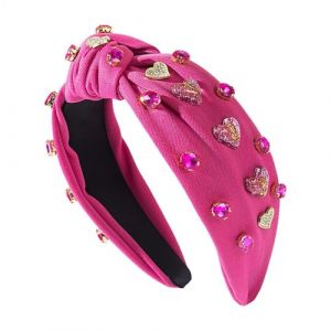 Serre-tête noué avec strass pour la Saint Valentin pour femme - Bandeau large noué - Élégante décoration de fête de Noël - Accessoire de maquillage pour mu (mingia, neuf)