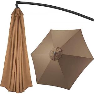 Toile Parasol 3x3 Déporté 6 Baleines 8 Baleines, Auvent De Rechange pour Parasol,pour Parasol à Bras Latéral Décentré Anti-Ultraviolet (Kaki,300cm/6-Ribs (youyoudou, neuf)