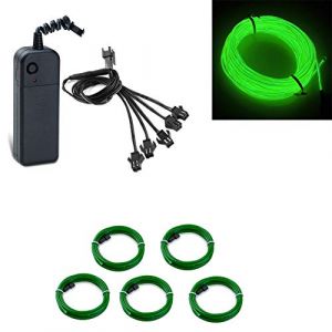 Kmruazre Fil EL, 3 modes de lumière Lumière au néon Portable Alimenté par batterie Électroluminescent Pack Conducteurs Pack Luminosité élevée pour la décoration de fête de Noël (5x1m, Vert) (Kmruazre-fr, neuf)