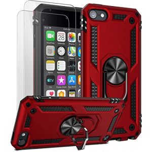 ULAK Coque iPod Touch 7, Étui 2 en 1 iPod Touch 6/5 TPU Souple + Rigide PC Housse avec Support Antichocs Protection Coque pour Apple iPod Touch 5/6 / 7ème génération, Rouge (easyarise, neuf)