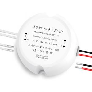 SOARFLY Transformateur 220V 12V LED 20W Alimentation 12V 1.6A LED Driver Convertisseur 220V 12V &eacute;tanche IP66 Transformateur AC &agrave; DC Adaptateur Transfo Constante pour G4 GU5.3 MR11 MR16 Ruban Lampe (Hourong-eu, neuf)