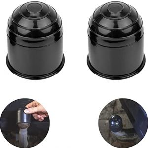 Cache-Boule pour Crochet de remorque, Lot de 2, Noir, pour attelages à tête sphérique jusqu'à Ø 50 mm Cache-Boule en Plastique ABS, Cache-Crochet Contre l'abrasion et la saleté, Cache Boule attelage (Your Day Mate, neuf)