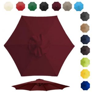 Toile De Rechange Pour Parasol De 200cm 270cm 300cm 6/8 Baleines, Auvent De Rechange Pour Parasol D'extérieur, Polyester Anti Uv 50+, Résistant À La Décoloration(Color:Burgundy,Size:6 ribs-3m(9.8ft)) (banshandaoren, neuf)