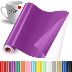 YAFLC Vinyle Adhésif Violet, 30.5x400cm Rouleau de Vinyl Permanent, Film Autocollant pour Tasses, Verre, Céramique, Cadeaux de Bricolage (YOOHOM, neuf)