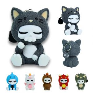 Porte-cl&eacute; Chat Kawaii avec Anneau Pendentif de Sac &agrave; Dos Accessoire Original Cadeau Mignon Unique Figurine en Forme de Breloque de Sac D&eacute;coration Clef de Voiture Trousse Animaux (BRK France, neuf)