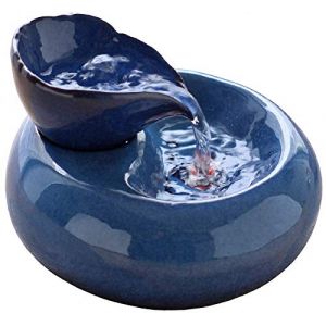 DHGTEP Distributeur Eau Chat en C&eacute;ramique, Fontaine &agrave; Eau Chat C&eacute;ramique, 1,5l, Fontaine a Eau Chat Silencieuse &agrave; Boire pour Chats et Chiens avec Filtres et USB (Color : Blue) (FengYuTao-Home, neuf)