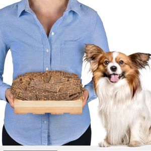 Bandes de lapin pour chiens - 1 kg environ 45 &agrave; 50 pi&egrave;ces - Friandises &agrave; m&acirc;cher s&eacute;ch&eacute;es &agrave; 100 % de viande de lapin - Naturelles et faibles en gras - Friandises sans additifs (LovelyDog24, neuf)