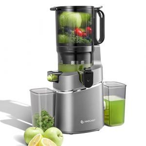 AMZCHEF 250W Extracteur de jus lent automatique Vos mains libres avec triple filtre, Ouverture de 135 mm et capacité de 1,8 L Extracteur de jus de fruits et légumes entiers - Gris (SmartHome Store EU, neuf)