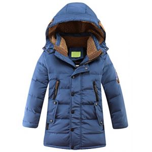 Vogstyle Blouson Gar&ccedil;on Fille Doudoune Capuche Manteau d'hiver Mode Chaud Poches V&ecirc;tement Enfant Bleu 170cm (13-14 Ans) (ftcayanz, neuf)
