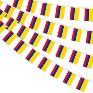 AhfuLife 10M Guirlande Drapeau Colombie, 1Pcs Banderole Drapeau Colombien, 30 Petit Drapeau de la Colombie pour Decoration F&ecirc;te de l&rsquo; Ind&eacute;pendance Coupe du Monde Stade Bar Jardin &Eacute;lections Carnaval (echoapple, neuf)