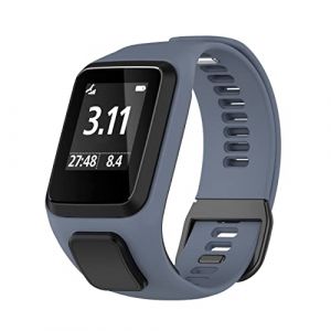 CZhkg Bracelet de Montre pour TomTom 4/TomTom &Eacute;tincelle Strap,Silicone Strap Bracelets Armband Strap Bande avec Fermoir pour Tomtom Runner 2/Runner 3/Golfeur 2/Runner 3 Cardio Watch (bleu gris) (CZhkg, neuf)