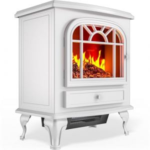 DEUBA&reg; Chemin&eacute;e &eacute;lectrique Effet Flamme 2000 W 2 Niveaux de Chauffage &eacute;lectrique soufflerie radiateur Chauffant LED chemin&eacute;e d&eacute;coration Blanc (DEUBA-FR, neuf)