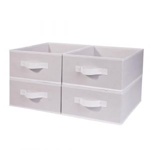 BOMKEE Kallax Lot de 4 Bo&icirc;tes Boite Rangement Tissu Vetement, Boite de Rangement Pliable Avec Poign&eacute;e pour V&ecirc;tements, Enfant Jouets, Livres (39 x 29 x 14 cm) (BMK UKSTORE, neuf)