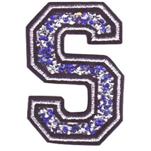 Écusson Patch Badge strass Brodé ecusson lettre alphabet thermocollant " lettres en strass 8-10 cm " (bleu S) (B2SEE LTD avec TVA francaise et livraison LaPoste, neuf)