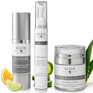 Kleem Organics Trio - Cr&egrave;me au r&eacute;tinol + Cr&egrave;me contour des yeux + S&eacute;rum &agrave; la vitamine C (Om Shanti Cosmetics, neuf)