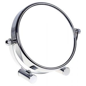 HIMRY Miroir cosmétique, Design, pivotant à 360°, Double Face avec Miroir Normal et grossissant 7 foisMiroir sur Pied - Miroir - Miroir de Salle de Bain - Chromé - KXD3104-7x (TuKai, neuf)