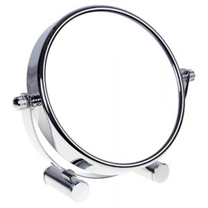 HIMRY Miroir cosmétique, Design, pivotant à 360°, Double Face?avec Miroir Normal et grossissant 7 foisMiroir sur Pied - Miroir - Miroir de Salle de Bain - Chromé - KXD3104-7x (TuKai, neuf)