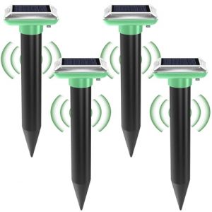 Lot de 4 répulsifs solaires Anti-Taupes, Repulsif Ultrason Souris et Rats, Répulsif Contre Les Taupes, Répulsif Souris Solaire, pour repousser Les Taupes et Les écureuils dans Les pelouses(Vert) (NanRuiGS, neuf)