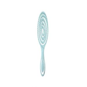 Brosse à cheveux démêlante couleur bleu clair, anti-rupture et dissous, nœuds pour cheveux mouillés bouclés et extensions femme design ergonomique en spirale (CeF Shop, neuf)