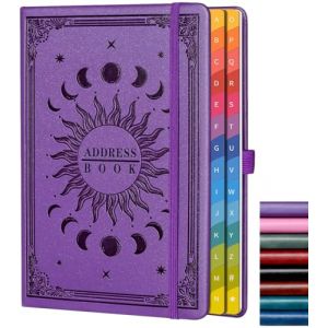 Carnet d'adresses avec onglets alphab&eacute;tiques color&eacute;s (21,3 x 14,5 cm) &ndash; Organiseur de contacts &agrave; couverture rigide pour mots de passe de site Web, t&eacute;l&eacute;phone, licence de logiciel et informations (ZT BenYu, neuf)